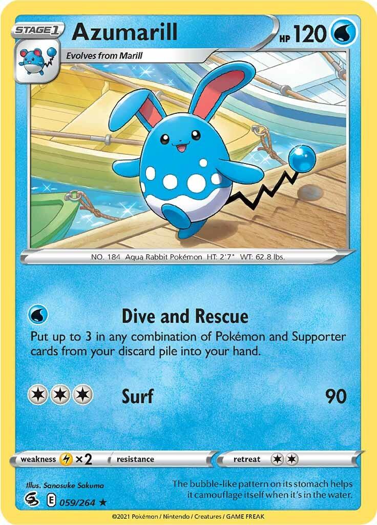 059, Lightning [x2], Normal, Rare, Reverse Holofoil, Sword & Shield: Fusion Strike, Water Azumarill (059/264) [Sword & Shield: Fusion Strike] - Trading Card World