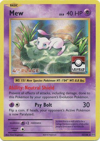 53, Holofoil, Promo, Psychic, Psychic[×2], XY: Evolutions Mew (53/108) (League Promo 4th Place) [XY: Evolutions] - Trading Card World