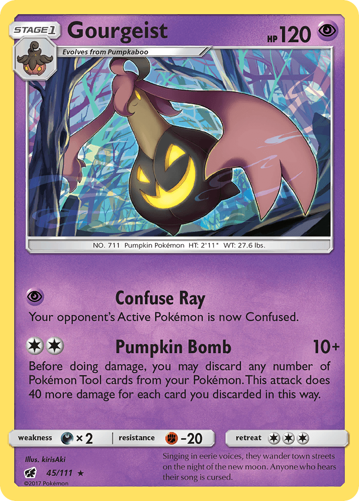 45, Darkness[×2], Fighting[-20], Normal, Psychic, Rare, Reverse Holofoil, Sun & Moon: Crimson Invasion Gourgeist (45/111) [Sun & Moon: Crimson Invasion] - Trading Card World