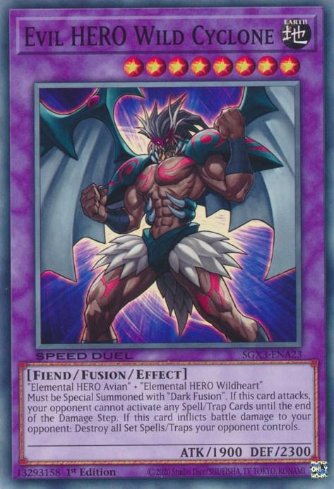 1st Edition, Common, Earth, Effect Fusion Monster, Fiend, Speed Duel GX: Duelists of Shadows Evil HERO Wild Cyclone [SGX3-ENA23] Common - Trading Card World