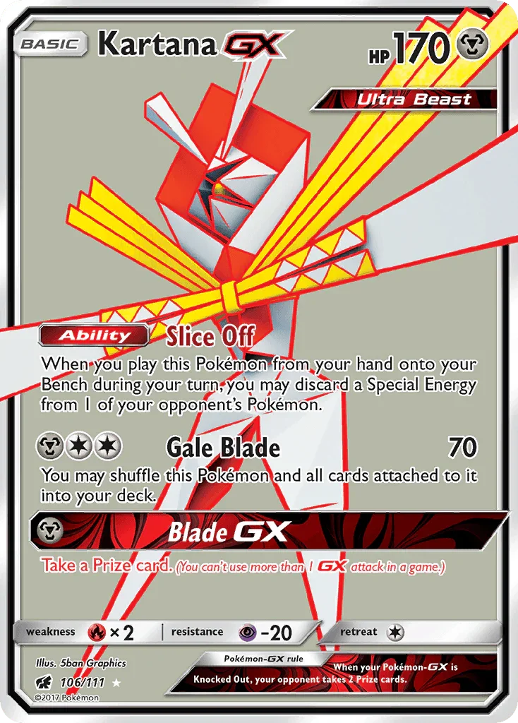 106, Fire[×2], Holofoil, Metal, Psychic[-20], Sun & Moon: Crimson Invasion, Ultra Rare Kartana GX (106/111) [Sun & Moon: Crimson Invasion] - Trading Card World