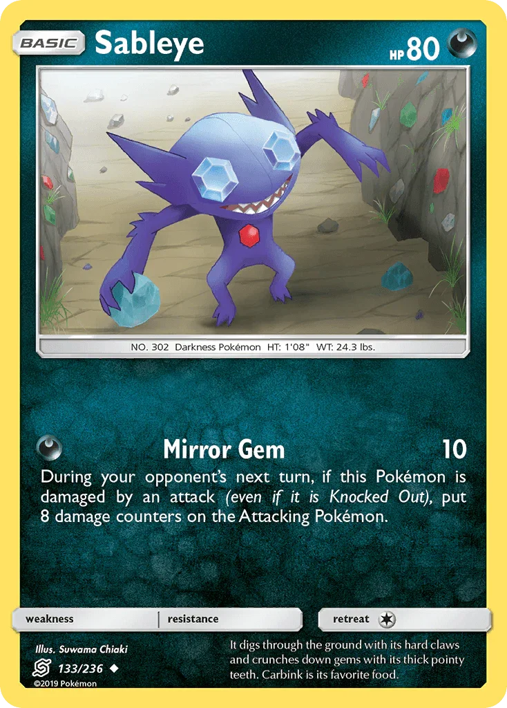 133, Darkness, Normal, Reverse Holofoil, Sun & Moon: Unified Minds, Uncommon Sableye (133/236) [Sun & Moon: Unified Minds] - Trading Card World