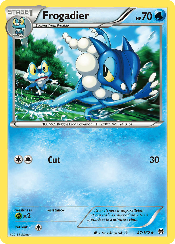 47, Grass[×2], Normal, Reverse Holofoil, Uncommon, Water, XY: BREAKthrough Frogadier (47/162) [XY: BREAKthrough] - Trading Card World