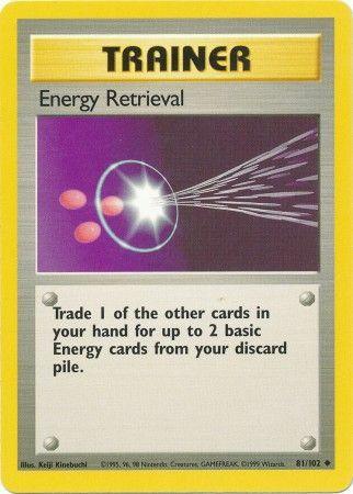 81, Base Set Unlimited, Normal, Trainer, Uncommon Energy Retrieval (81/102) [Base Set Unlimited] - Trading Card World