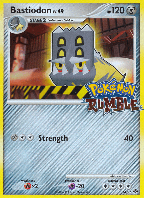 14, Fire[×2], Holofoil, Metal, Normal, Pokémon Rumble, Promo, Psychic[-20] Bastiodon (14/16) [Pokémon Rumble] - Trading Card World