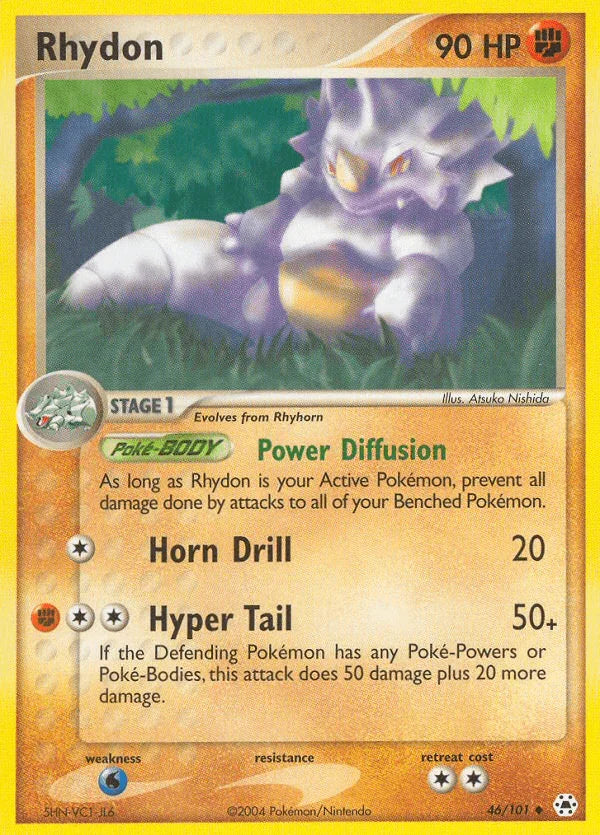 46, EX: Hidden Legends, Fighting, Normal, Reverse Holofoil, Uncommon, Water[×2] Rhydon (46/101) [EX: Hidden Legends] - Trading Card World