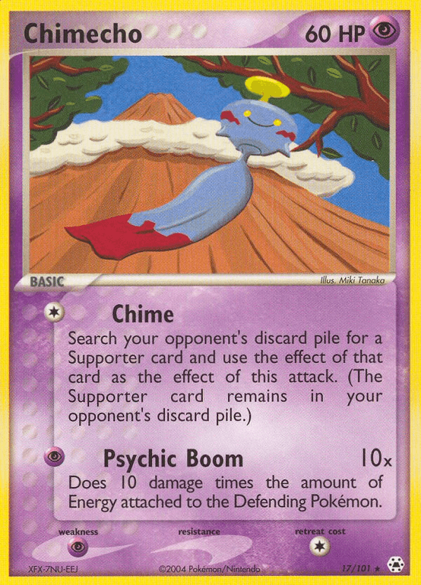 17, EX: Hidden Legends, Normal, Psychic, Psychic[×2], Rare, Reverse Holofoil Chimecho (17/101) [EX: Hidden Legends] - Trading Card World