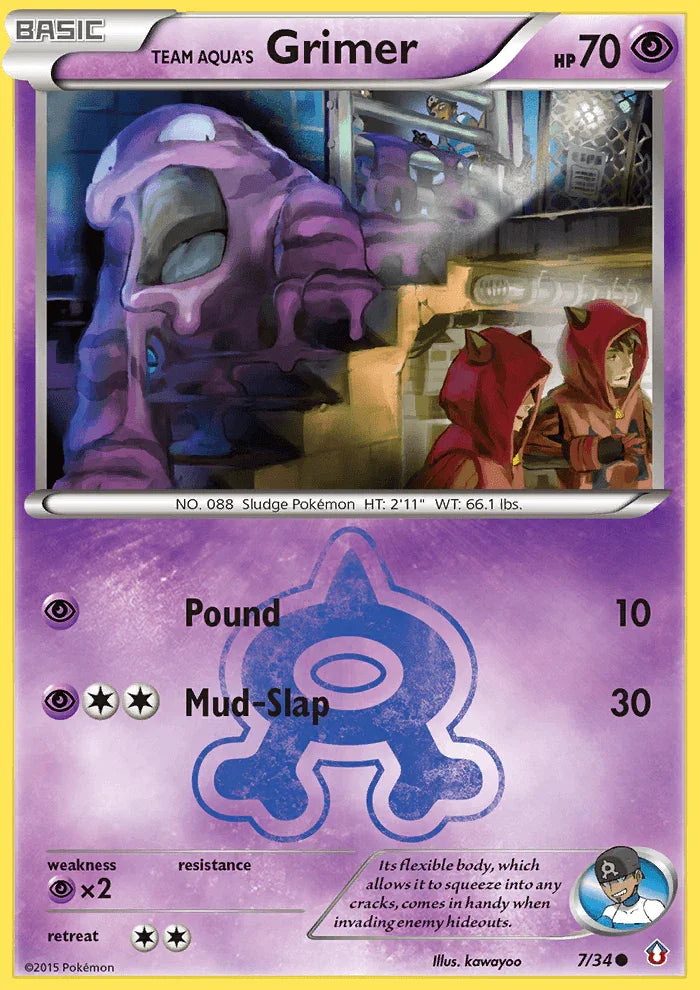 Common, Normal, Psychic, Psychic[×2], Reverse Holofoil, XY: Double Crisis Team Aqua's Grimer (7/34) [XY: Double Crisis] - Trading Card World