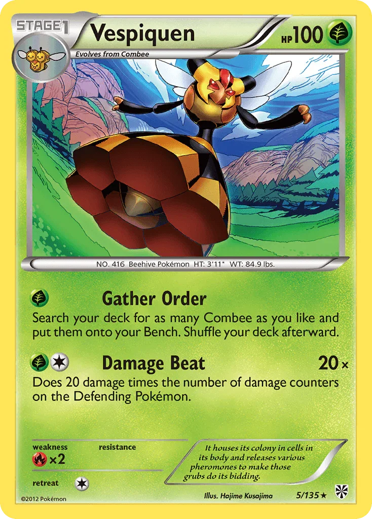 Black & White: Plasma Storm, Fire[×2], Grass, Normal, Rare, Reverse Holofoil Vespiquen (5/135) [Black & White: Plasma Storm] - Trading Card World