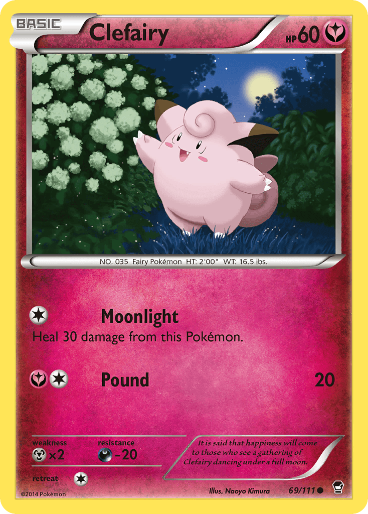 69, Common, Darkness[-20], Fairy, Metal[×2], Normal, Reverse Holofoil, XY: Furious Fists Clefairy (69/111) [XY: Furious Fists] - Trading Card World