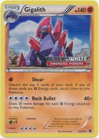 53, Black & White: Black Star Promos, Fighting, Grass[×2], Holofoil, Promo Gigalith (53/98) (Prerelease Promo) [Black & White: Black Star Promos] - Trading Card World