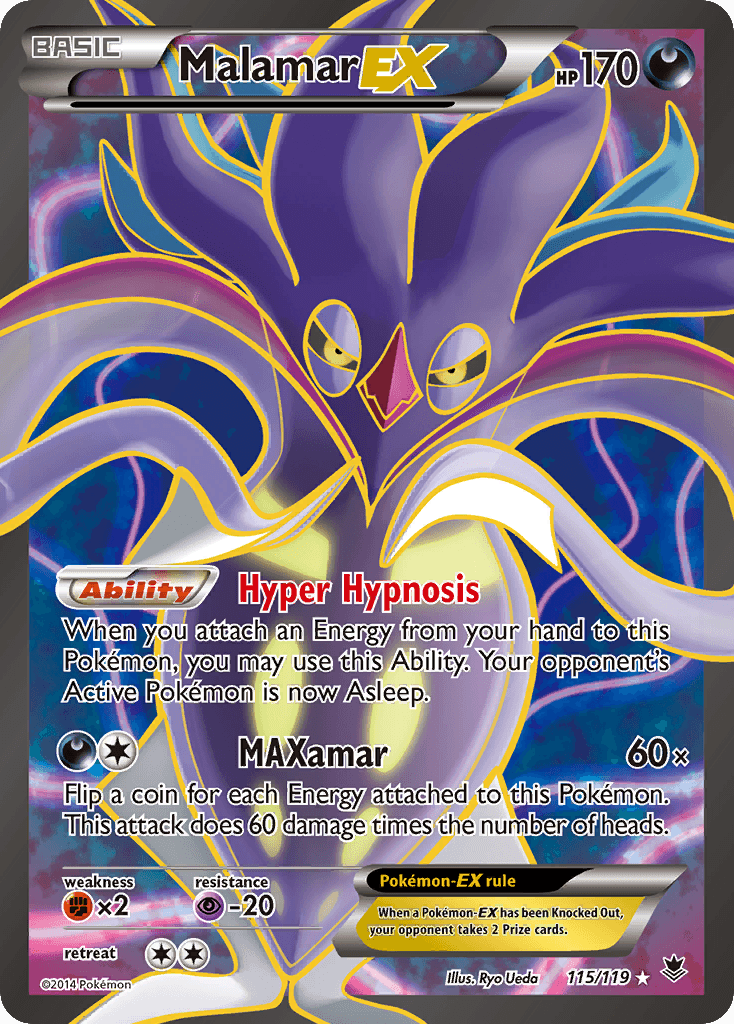 115, Darkness, Fighting[×2], Holofoil, Psychic[-20], Ultra Rare, XY: Phantom Forces Malamar EX (115/119) [XY: Phantom Forces] - Trading Card World