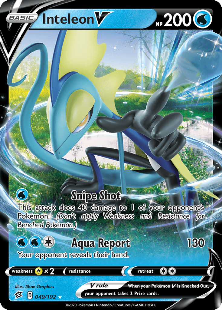 049, Holofoil, Lightning[×2], Sword & Shield: Rebel Clash, Ultra Rare, Water Inteleon V (049/192) [Sword & Shield: Rebel Clash] - Trading Card World