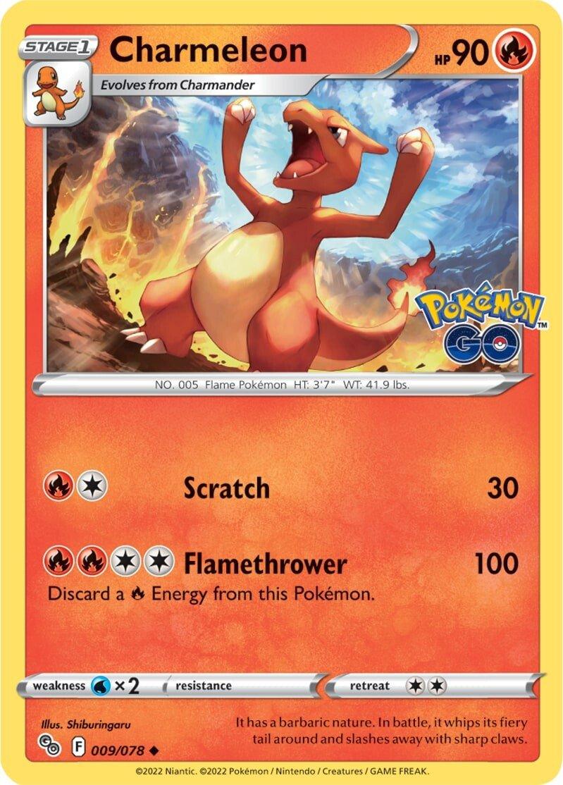 009, Fire, Normal, Pokémon GO, Reverse Holofoil, Uncommon, Water [x2] Charmeleon (009/078) [Pokémon GO] - Trading Card World