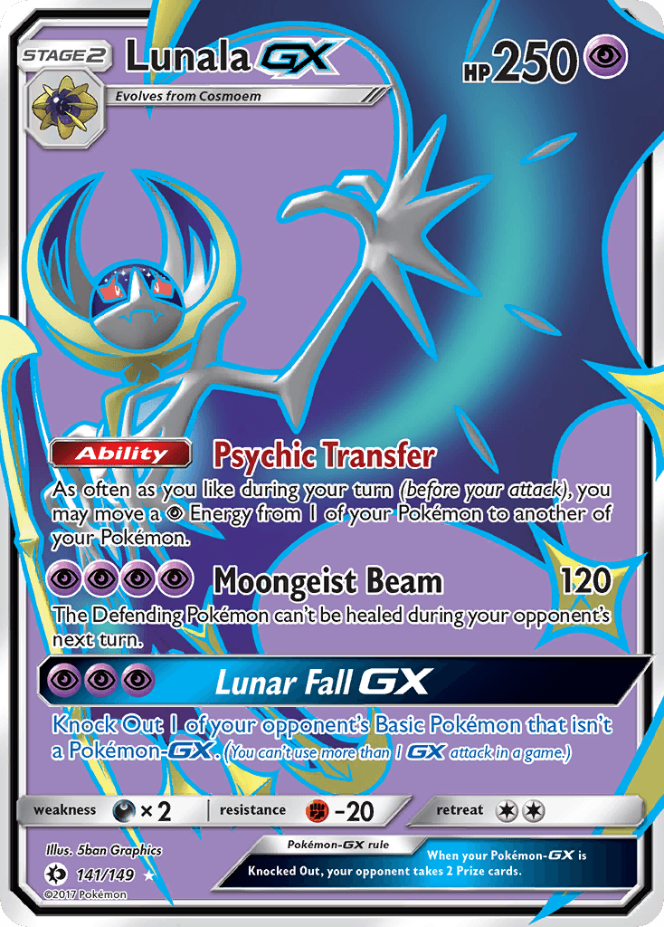 141, Darkness[×2], Fighting[-20], Holofoil, Psychic, Sun & Moon: Base Set, Ultra Rare Lunala GX (141/149) [Sun & Moon: Base Set] - Trading Card World