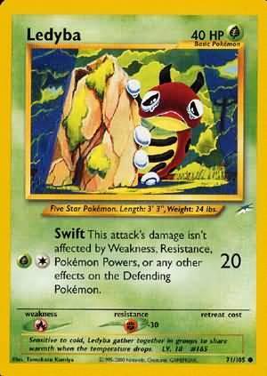 71, Common, Fighting[-30], Fire[×2], Grass, Neo Destiny Unlimited, Normal Ledyba (71/105) [Neo Destiny Unlimited] - Trading Card World