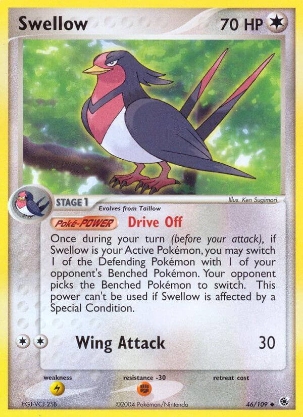 46, Colorless, EX: Battle Stadium, Fighting[-30], Lightning[×2], Normal, Uncommon Swellow (46/109) [EX: Battle Stadium] - Trading Card World