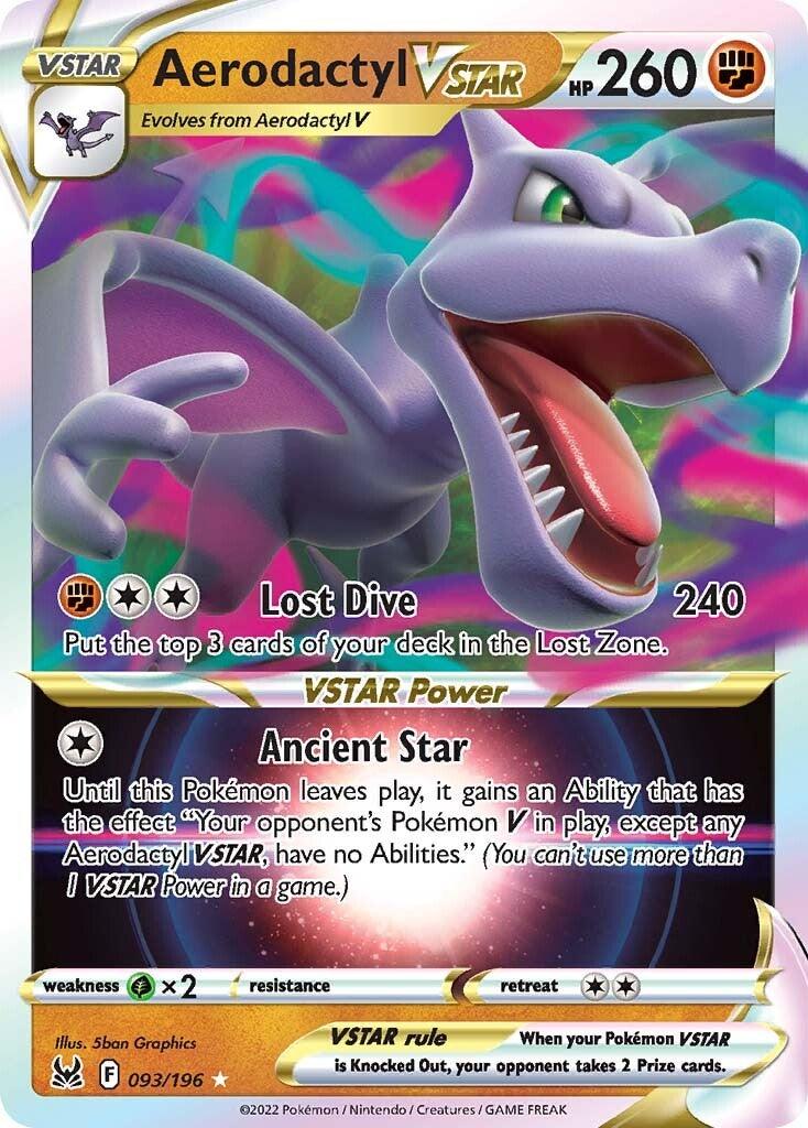093, Fighting, Grass [x2], Holofoil, Sword & Shield: Lost Origin, Ultra Rare Aerodactyl VSTAR (093/196) [Sword & Shield: Lost Origin] - Trading Card World