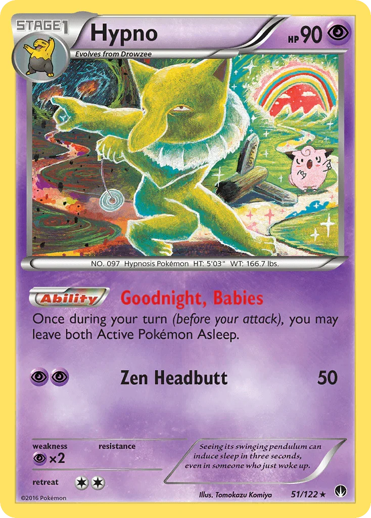 51, Normal, Psychic, Psychic[×2], Rare, Reverse Holofoil, XY: BREAKpoint Hypno (51/122) [XY: BREAKpoint] - Trading Card World
