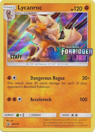 Fighting, Grass[×2], Holofoil, Promo, SM118, Sun & Moon: Black Star Promos Lycanroc (SM118) (Staff Prerelease Promo) [Sun & Moon: Black Star Promos] - Trading Card World