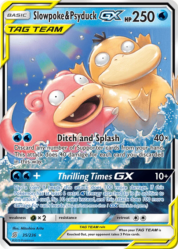 35, Grass[×2], Holofoil, Sun & Moon: Unified Minds, Ultra Rare, Water Slowpoke & Psyduck GX (35/236) [Sun & Moon: Unified Minds] - Trading Card World