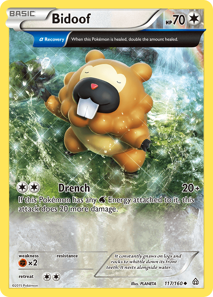 117, Colorless, Fighting[×2], Normal, Reverse Holofoil, Uncommon, XY: Primal Clash Bidoof (117/160) [XY: Primal Clash] - Trading Card World