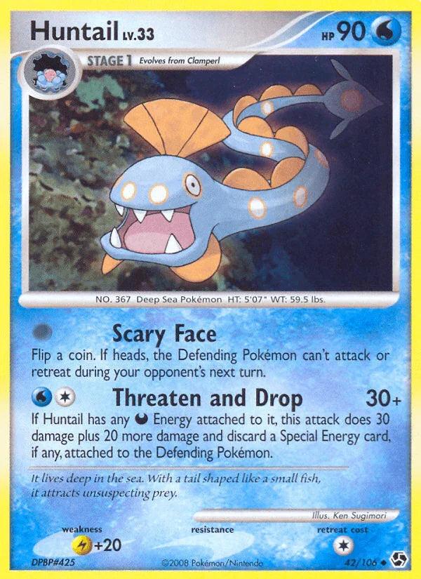 42, Diamond & Pearl: Great Encounters, Lightning[+20], Normal, Reverse Holofoil, Uncommon, Water Huntail (42/106) [Diamond & Pearl: Great Encounters] - Trading Card World
