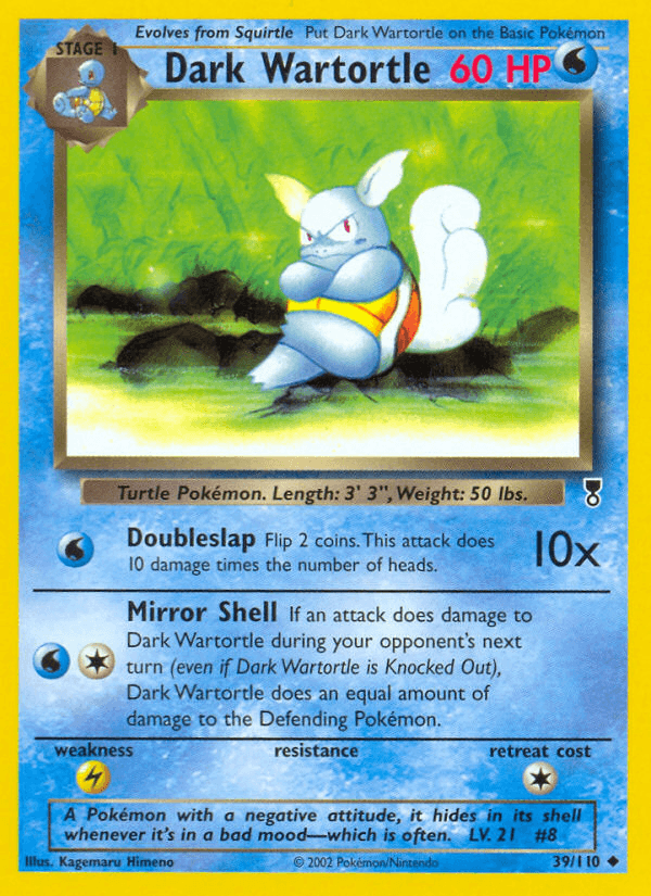 39, Legendary Collection, Lightning[×2], Normal, Reverse Holofoil, Uncommon, Water Dark Wartortle (39/110) [Legendary Collection] - Trading Card World