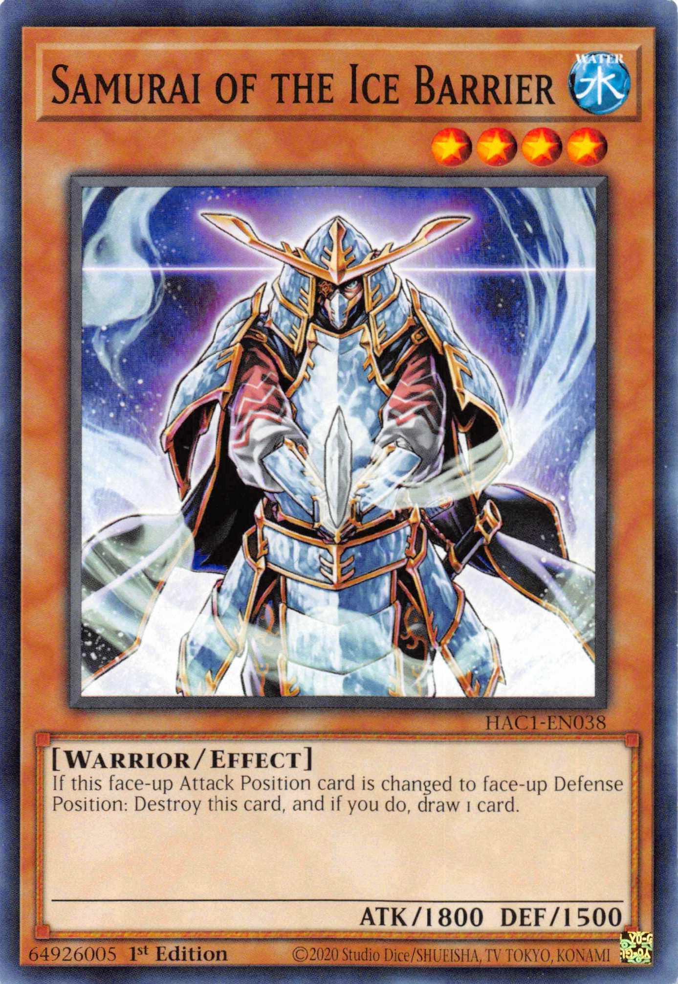 1st Edition, Common, Effect Monster, Hidden Arsenal: Chapter 1, Warrior, Water Samurai of the Ice Barrier [HAC1-EN038] Common - Trading Card World