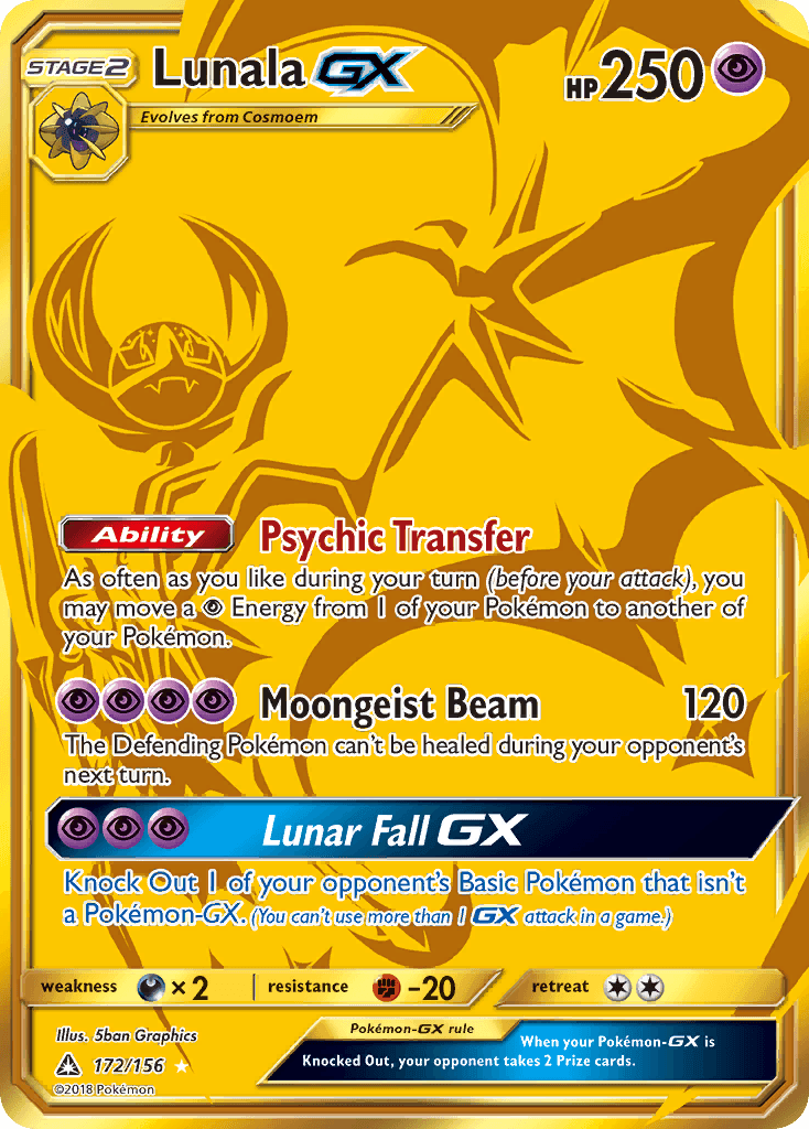 172, Darkness[×2], Fighting[-20], Holofoil, Psychic, Secret Rare, Sun & Moon: Ultra Prism Lunala GX (172/156) [Sun & Moon: Ultra Prism] - Trading Card World