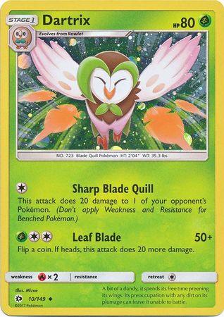 10, Fire[×2], Grass, Holofoil, Promo, Sun & Moon: Base Set Dartrix (10/149) (Cosmos Holo) [Sun & Moon: Base Set] - Trading Card World