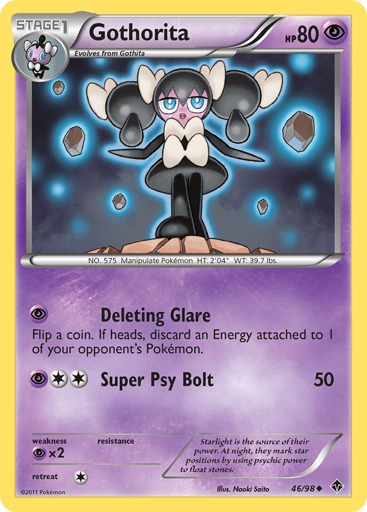 46, Black & White: Emerging Powers, Normal, Psychic, Psychic[×2], Reverse Holofoil, Uncommon Gothorita (46/98) [Black & White: Emerging Powers] - Trading Card World