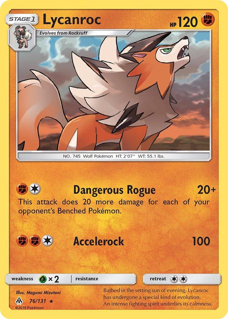 76, Fighting, Grass[×2], Holo Rare, Holofoil, Sun & Moon: Forbidden Light Lycanroc (76/133) (Theme Deck Exclusive) [Sun & Moon: Forbidden Light] - Trading Card World