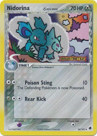 34, EX: Dragon Frontiers, Metal, Psychic[×2], Reverse Holofoil, Uncommon Nidorina (34/101) (Delta Species) (Stamped) [EX: Dragon Frontiers] - Trading Card World
