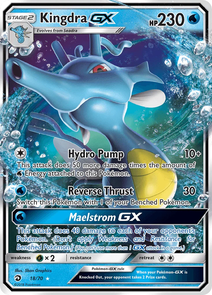 18, Grass[×2], Holofoil, Sun & Moon: Dragon Majesty, Ultra Rare, Water Kingdra GX (18/70) [Sun & Moon: Dragon Majesty] - Trading Card World