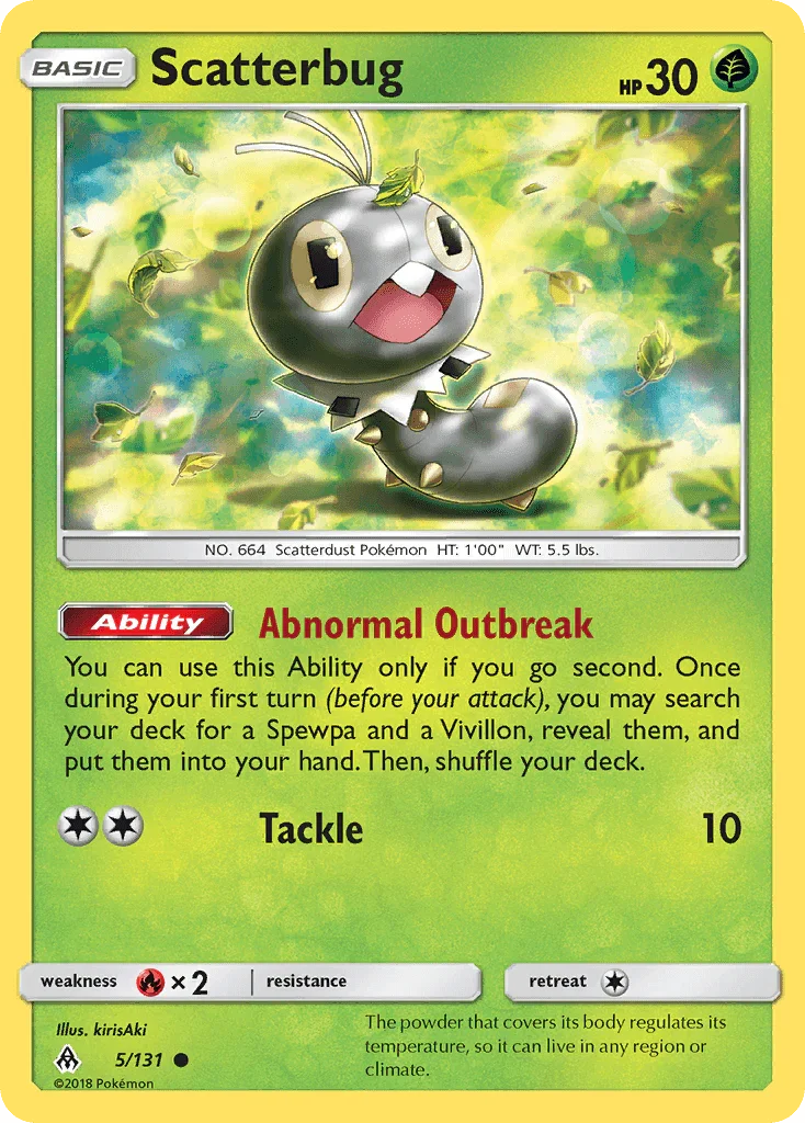 Common, Fire[×2], Grass, Normal, Reverse Holofoil, Sun & Moon: Forbidden Light Scatterbug (5/131) [Sun & Moon: Forbidden Light] - Trading Card World