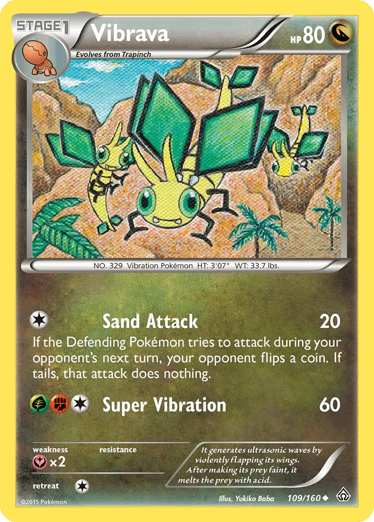 109, Dragon, Fairy[×2], Normal, Reverse Holofoil, Uncommon, XY: Primal Clash Vibrava (109/160) [XY: Primal Clash] - Trading Card World