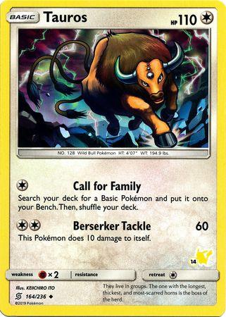 164, Battle Academy 2020, Colorless, Fighting[×2], Normal, Promo Tauros (164/236) (Pikachu Stamp #14) [Battle Academy 2020] - Trading Card World
