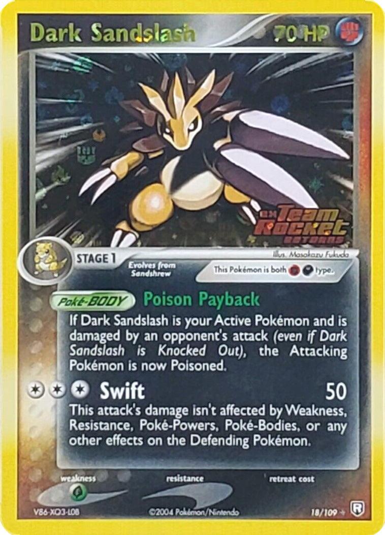 18, Darkness, EX: Team Rocket Returns, Fighting, Grass[×2], Rare, Reverse Holofoil Dark Sandslash (18/109) (Stamped) [EX: Team Rocket Returns] - Trading Card World