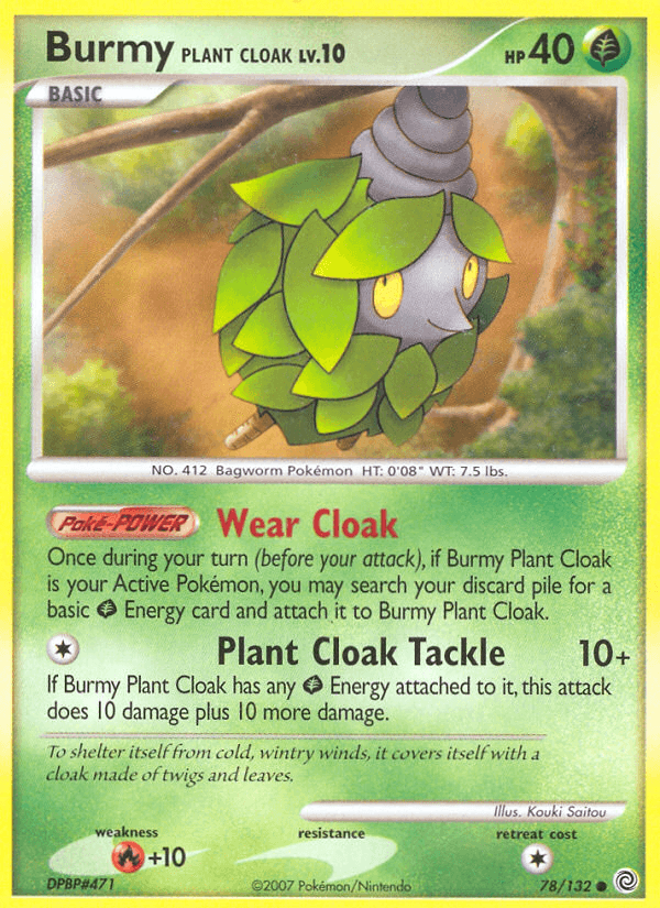 78, Common, Diamond & Pearl: Secret Wonders, Fire[+10], Grass, Normal, Reverse Holofoil Burmy Plant Cloak (78/132) [Diamond & Pearl: Secret Wonders] - Trading Card World