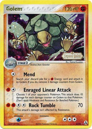 EX: Legend Maker, Fighting, Holo Rare, Reverse Holofoil, Water[×2] Golem (6/92) (Stamped) [EX: Legend Maker] - Trading Card World