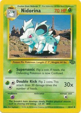 40, Grass, Jungle Unlimited, Normal, Psychic[×2], Uncommon Nidorina (40/64) [Jungle Unlimited] - Trading Card World
