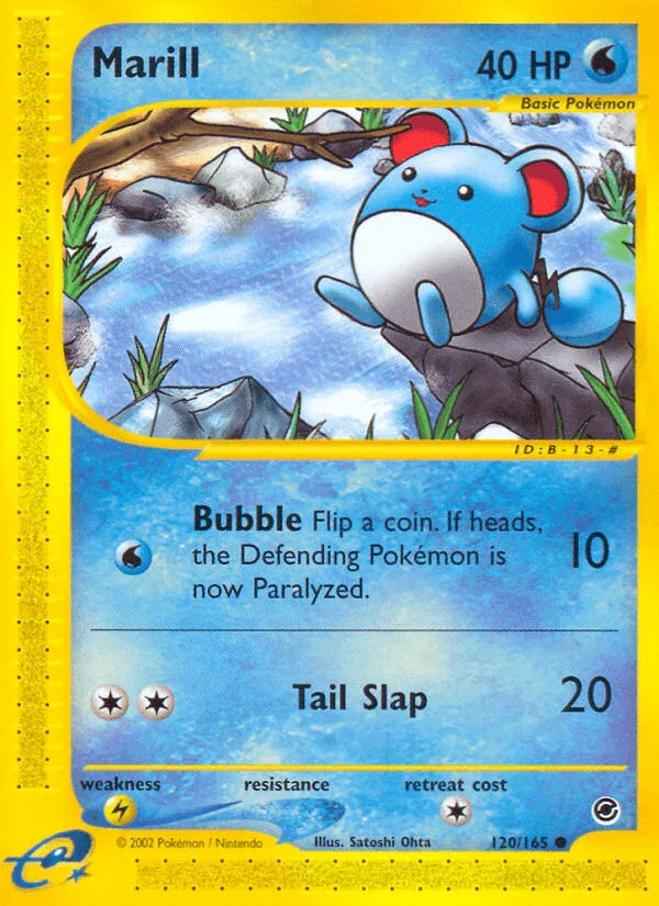 120, Common, Expedition: Base Set, Lightning[×2], Normal, Reverse Holofoil, Water Marill (120/165) [Expedition: Base Set] - Trading Card World