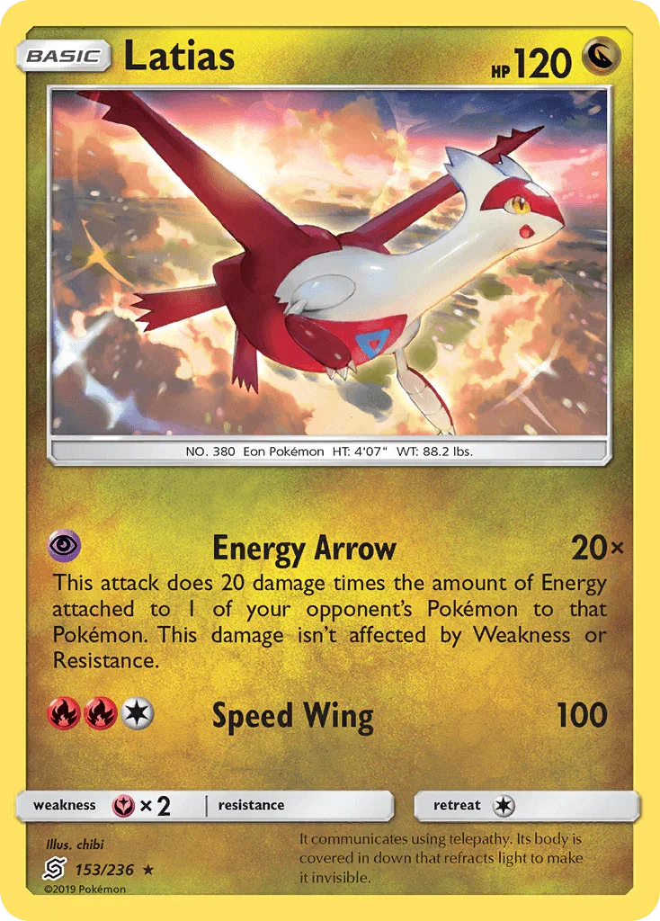 153, Dragon, Fairy[×2], Normal, Rare, Reverse Holofoil, Sun & Moon: Unified Minds Latias (153/236) [Sun & Moon: Unified Minds] - Trading Card World