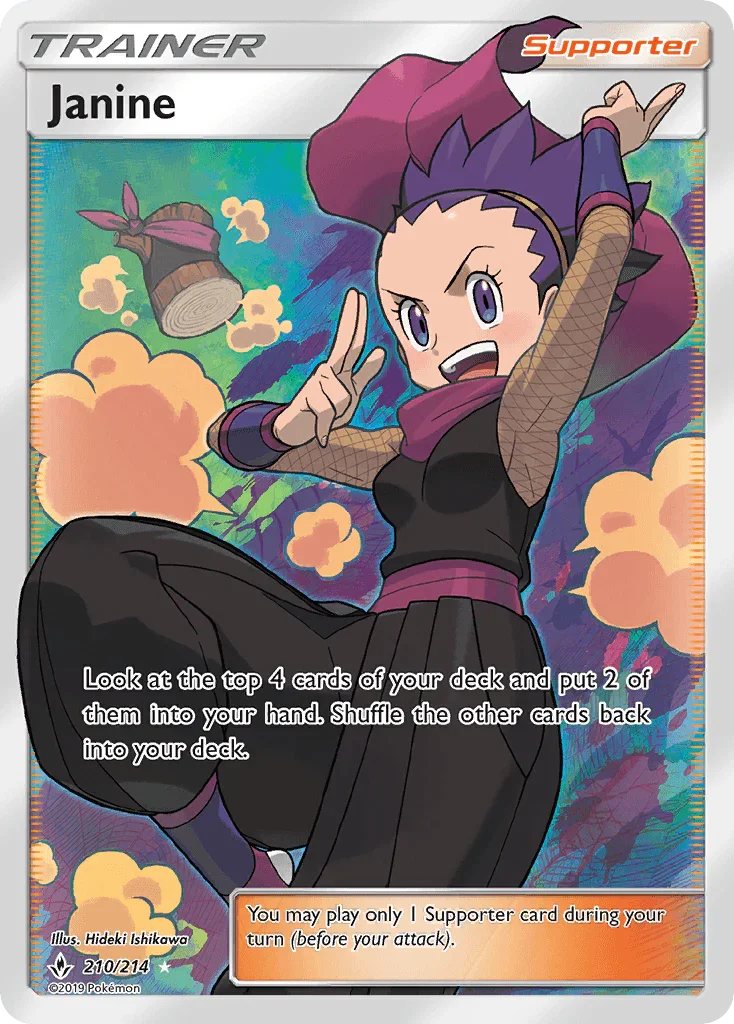 210, Holofoil, Sun & Moon: Unbroken Bonds, Supporter, Ultra Rare Janine (210/214) [Sun & Moon: Unbroken Bonds] - Trading Card World