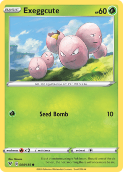 004, Common, Fire[×2], Grass, Normal, Reverse Holofoil, Sword & Shield: Vivid Voltage Exeggcute (004/185) [Sword & Shield: Vivid Voltage] - Trading Card World