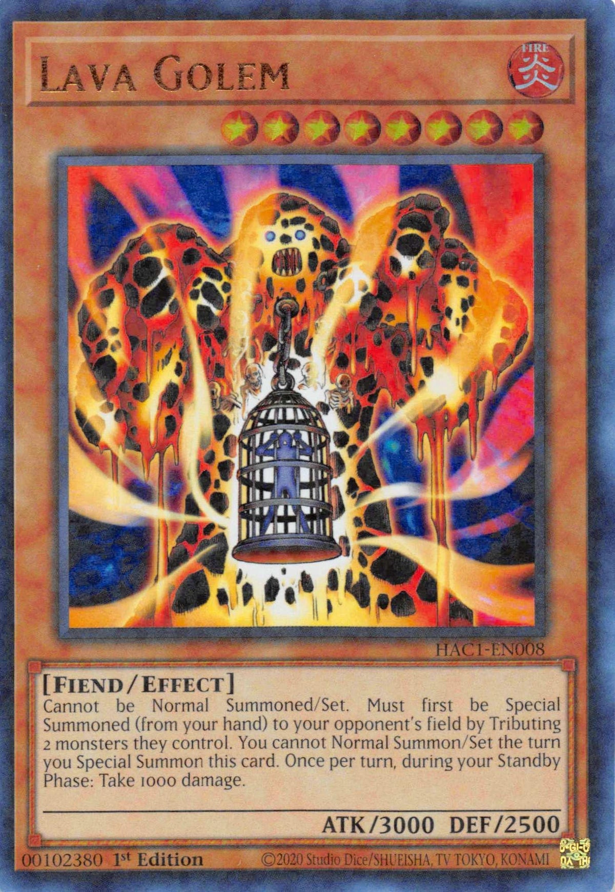 1st Edition, Effect Monster, Fiend, Fire, Hidden Arsenal: Chapter 1, Parallel Rare Lava Golem (Duel Terminal) [HAC1-EN008] Parallel Rare - Trading Card World