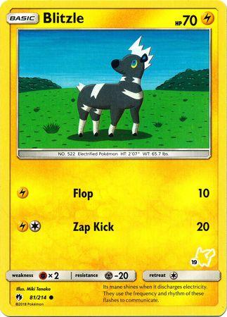 81, Battle Academy 2020, Fighting[×2], Lightning, Metal[-20], Normal, Promo Blitzle (81/214) (Pikachu Stamp #19) [Battle Academy 2020] - Trading Card World