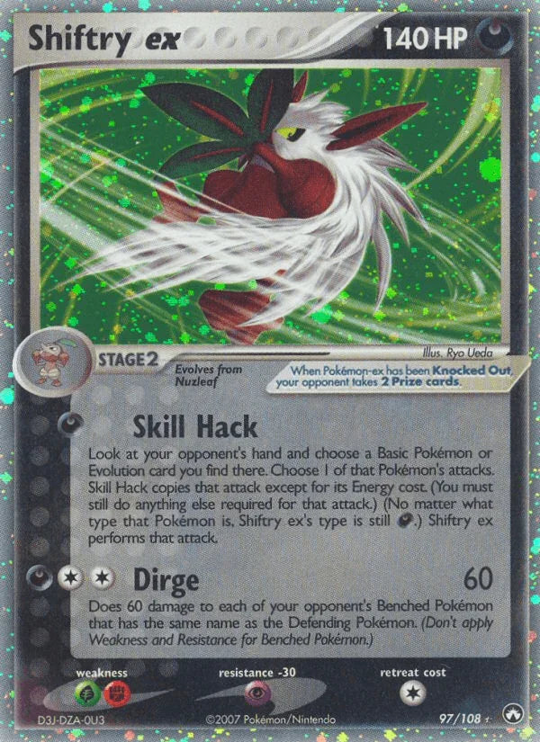 97, Darkness, EX: Power Keepers, Fighting[-30], Grass[×2], Holofoil, Psychic[-30], Ultra Rare Shiftry ex (97/108) [EX: Power Keepers] - Trading Card World