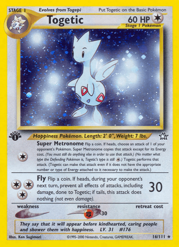 16, 1st Edition Holofoil, Colorless, Fighting[-30], Holo Rare, Neo Genesis 1st Edition Togetic (16/111) [Neo Genesis 1st Edition] - Trading Card World